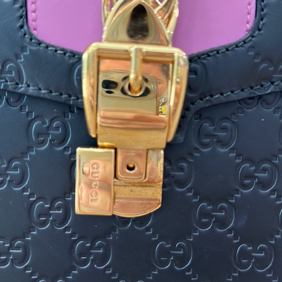 Gucci Sylvie Guccissima Pink and Black top handle bag - Picture 2 of 8